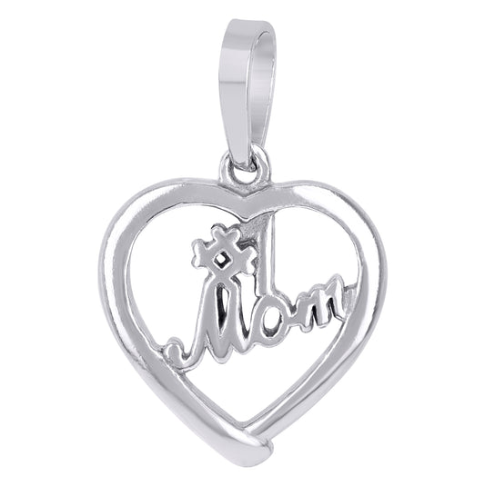 Sterling Silver Womens #1 Mom Heart Charm Pendant