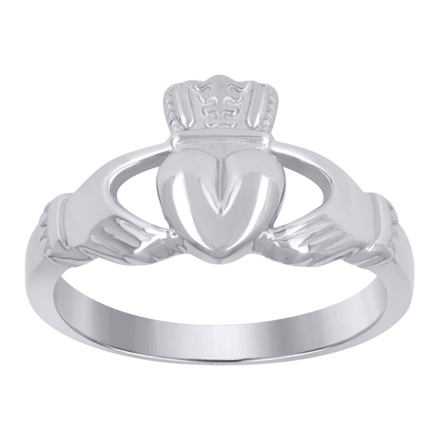 Sterling Silver Womens Heart Claddagh Bridal Anniversary Wedding Engagement Band Ring Size 6 To 9