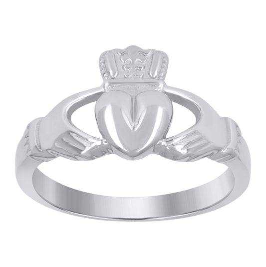 Sterling Silver Womens Heart Claddagh Bridal Anniversary Wedding Engagement Band Ring Size 6 To 9