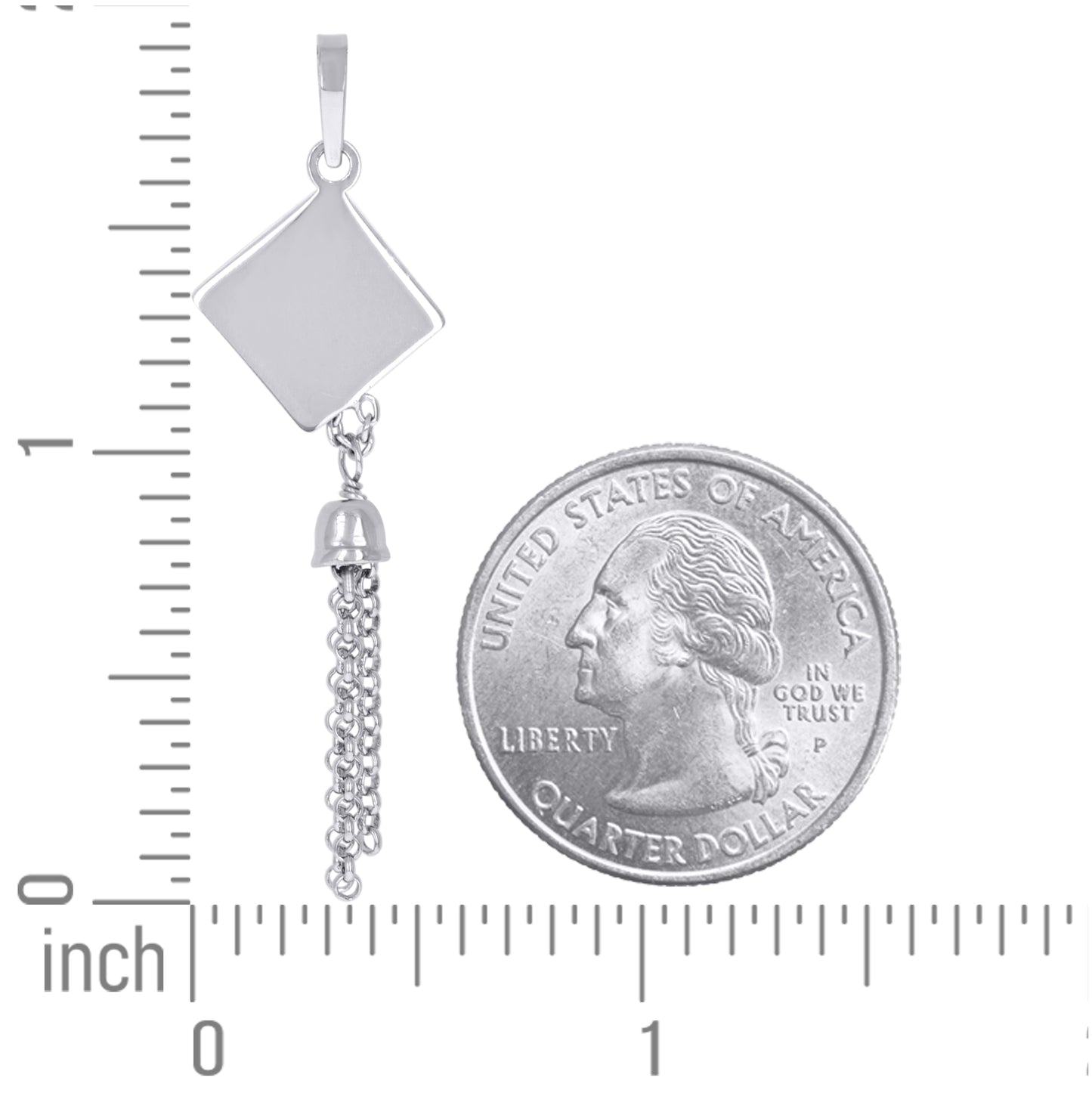 Sterling Silver Womens Graduation Cap Fashion Charm Pendant