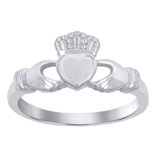 Sterling Silver Women's Heart Claddagh Bridal Anniversary Wedding Engagement Band Ring Size 6 To 9