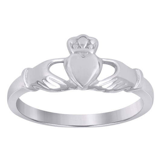 Sterling Silver Women's Heart Claddagh Bridal Anniversary Wedding Engagement Band Ring Size 6 To 9
