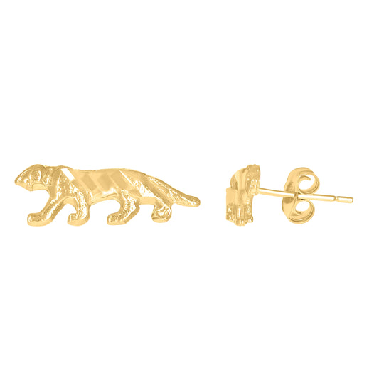 10K Yellow Gold Mens Tiger Stud Earrings