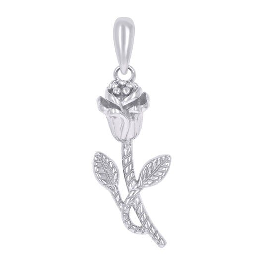 Sterling Silver Womens Rose Flower Charm Pendant