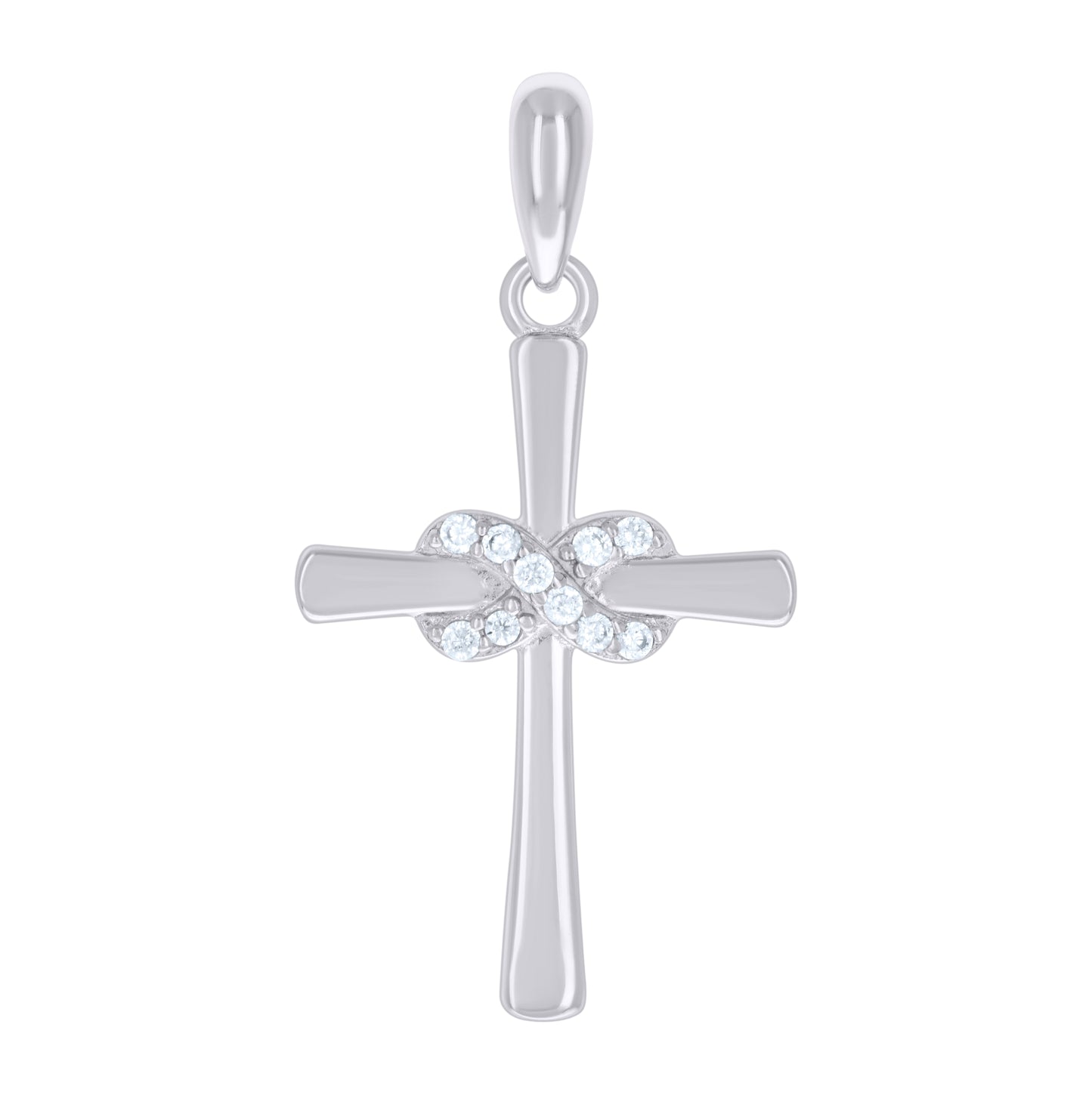 Sterling Silver Womens Cubic-Zirconia Infinity Cross Religious Charm Pendant