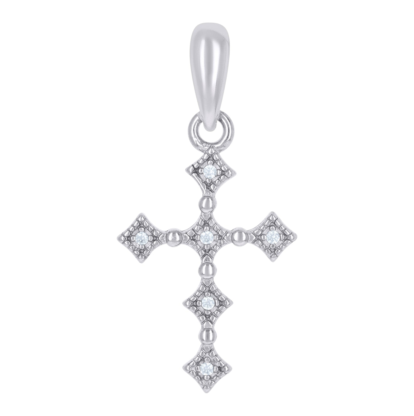 Sterling Silver Womens Cubic-Zirconia Cross Religious Charm Pendant
