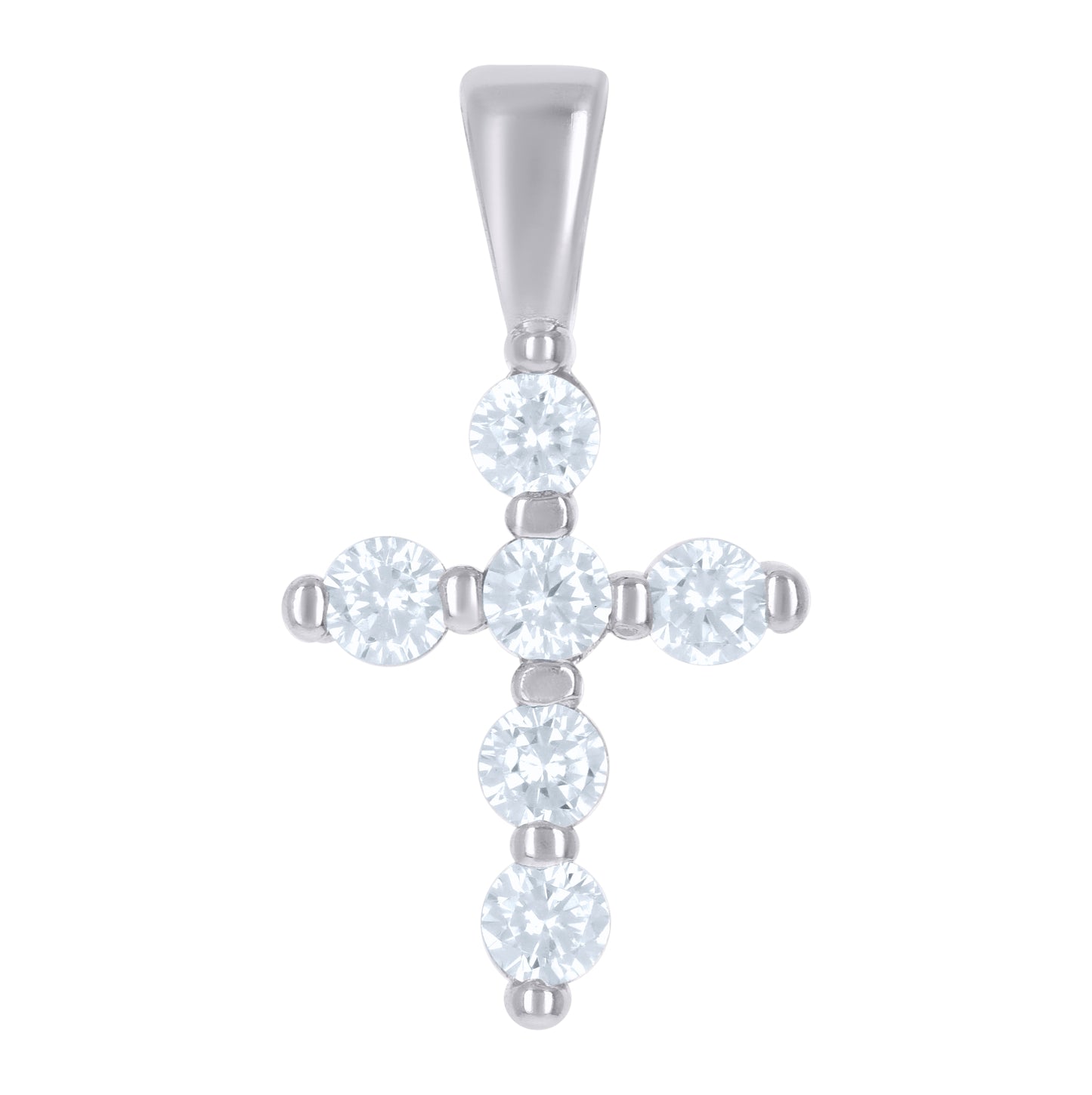 Sterling Silver Womens Cubic-Zirconia Cross Religious Charm Pendant