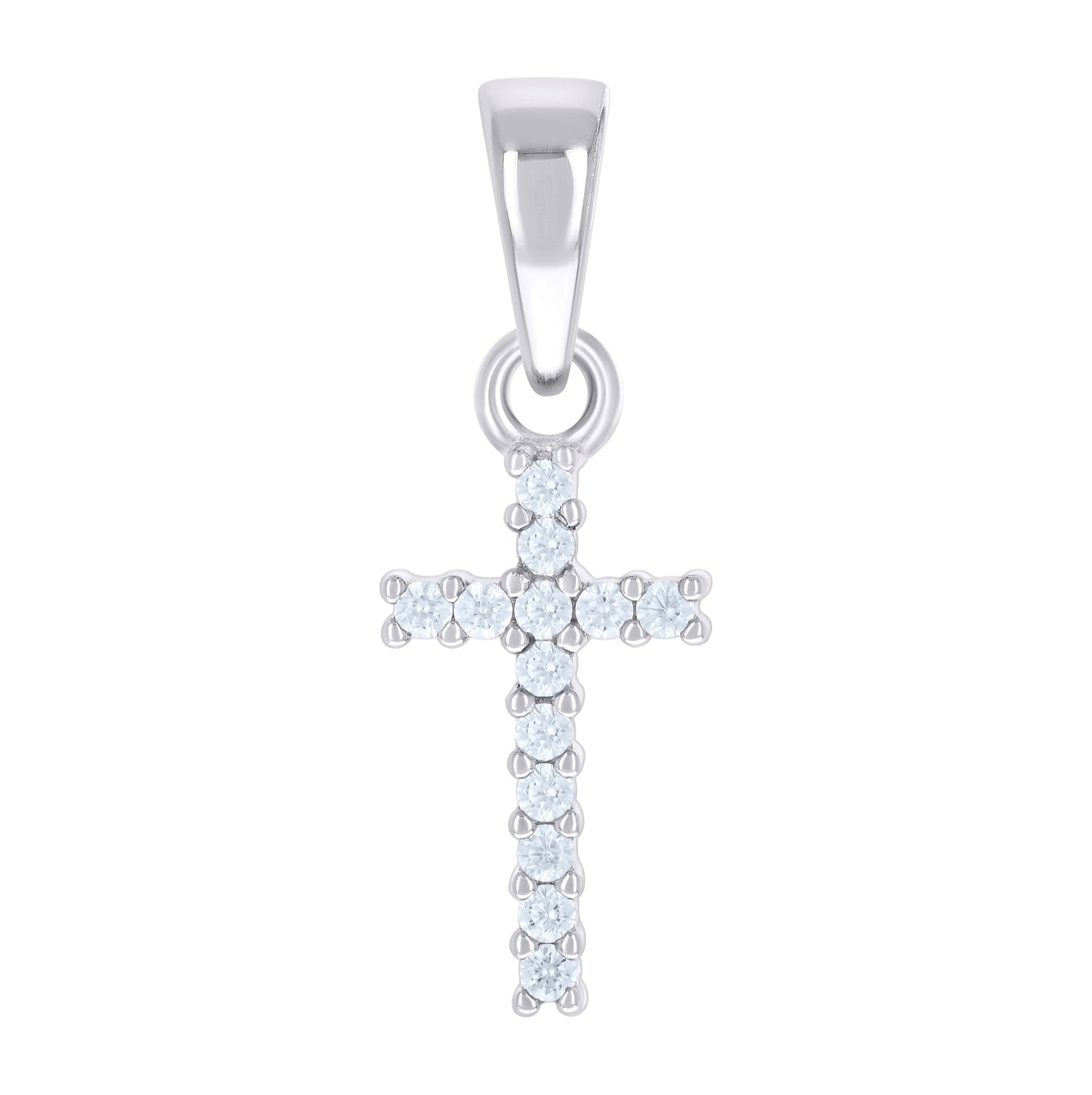 Sterling Silver Womens Cubic-Zirconia Cross Religious Charm Pendant
