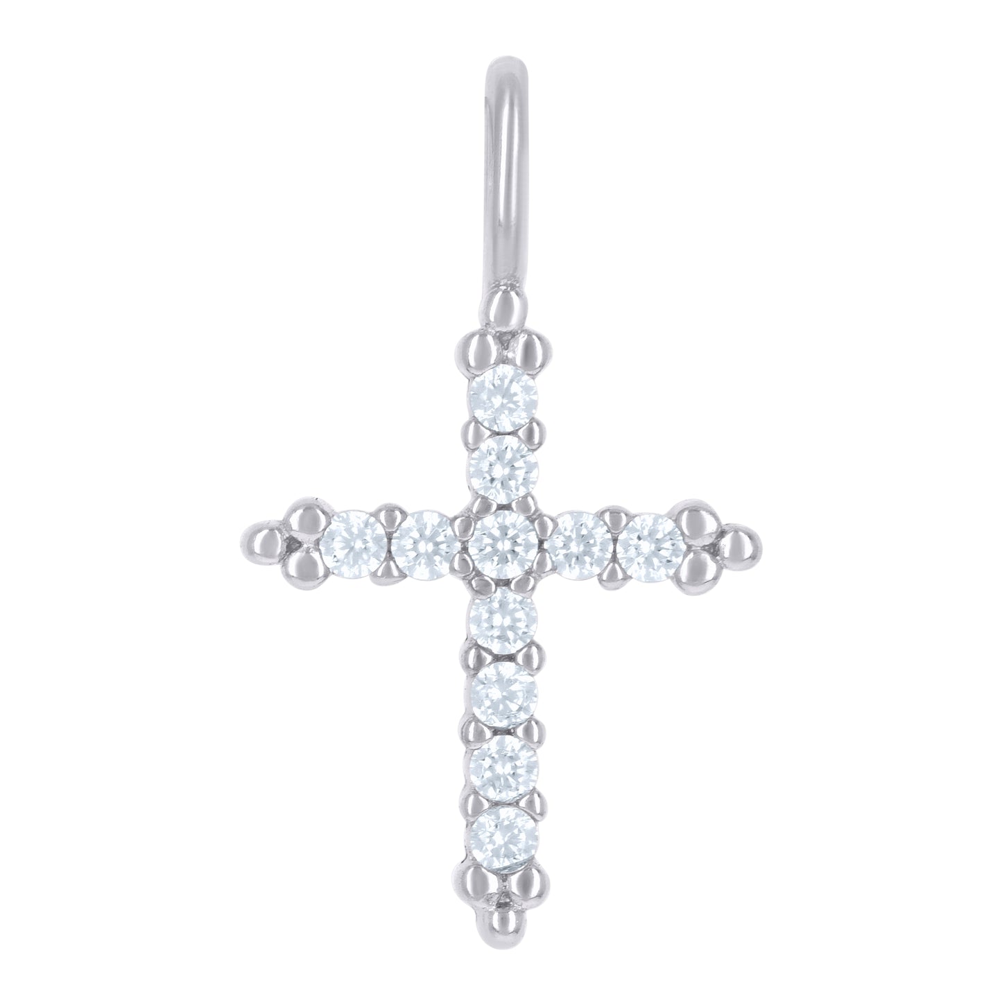 Sterling Silver Womens Cubic-Zirconia Cross Religious Charm Pendant