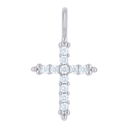 Sterling Silver Womens Cubic-Zirconia Cross Religious Charm Pendant