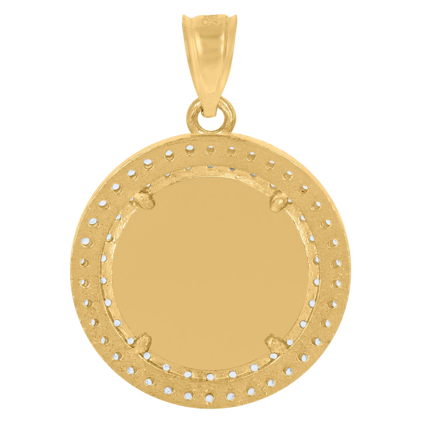 10K Yellow Gold Mens Photo Frame Medallion Charm Pendant