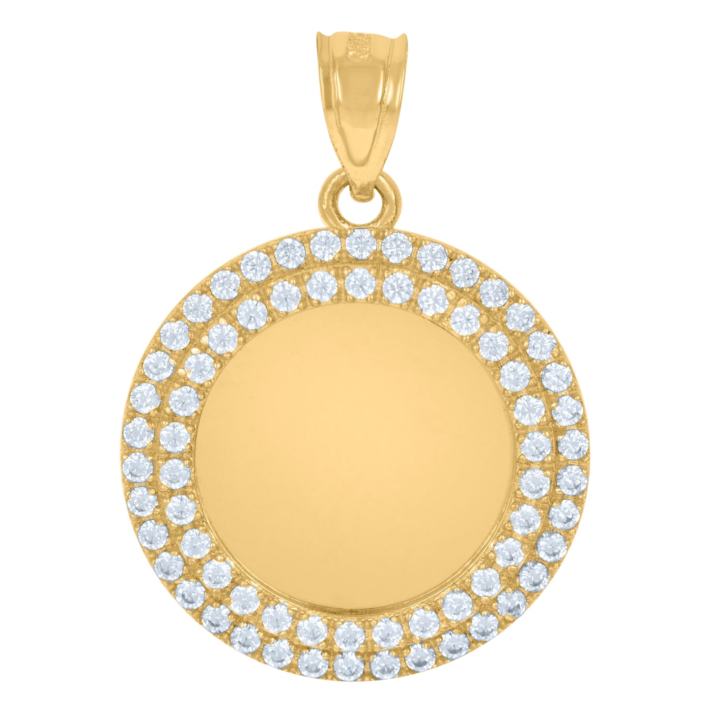 10K Yellow Gold Mens Photo Frame Medallion Charm Pendant