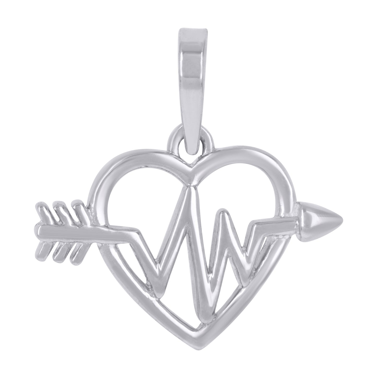 Sterling Silver Womens Heartbeat Heart Charm Pendant