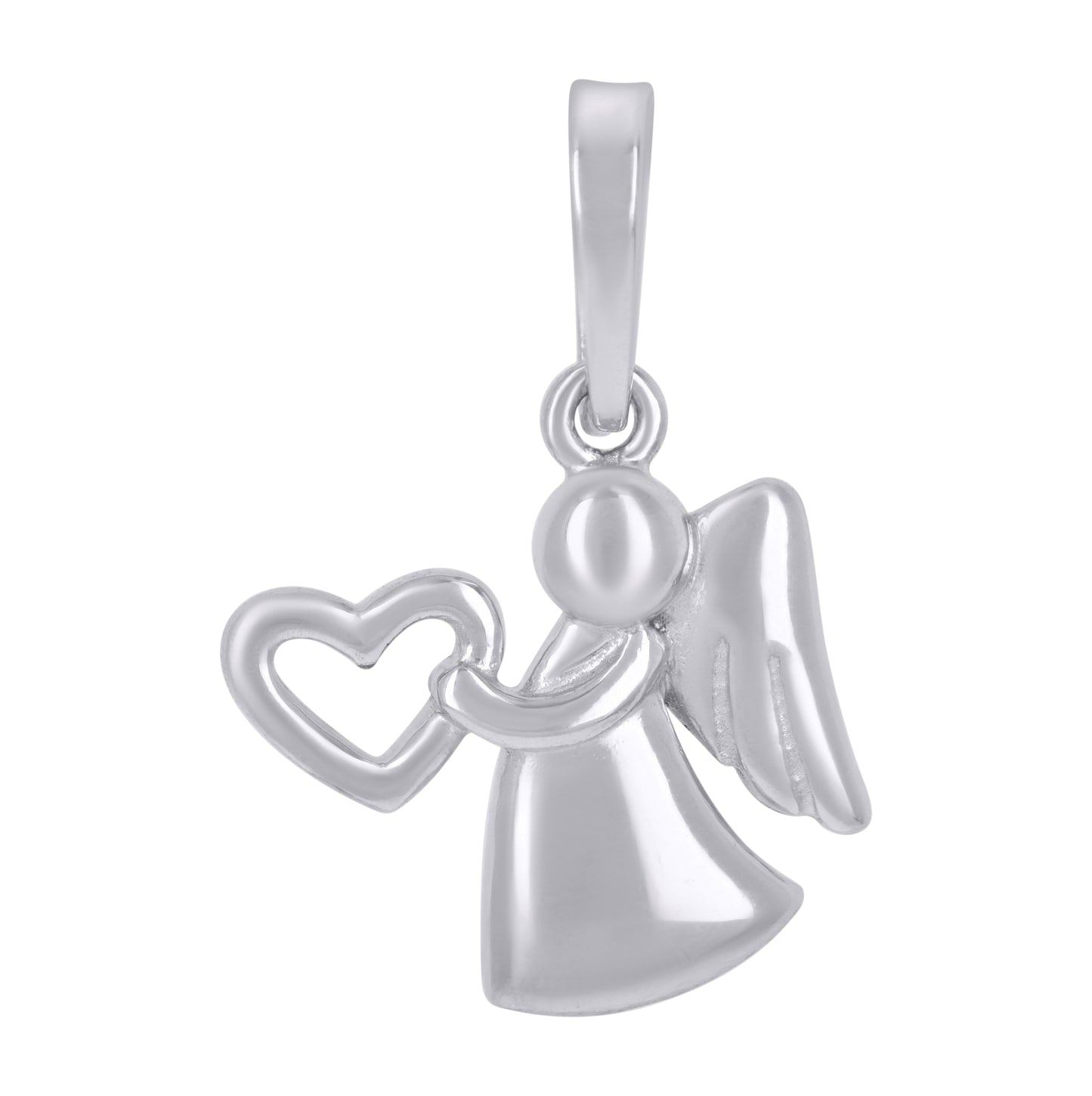 Sterling Silver Womens Angel With Heart Angle Charm Pendant