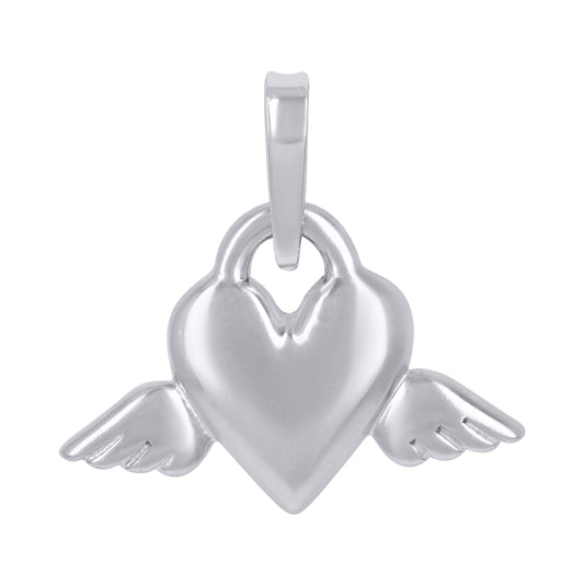 Sterling Silver Womens Flying Heart Charm Pendant