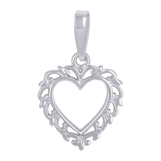 Sterling Silver Womens Heart Charm Pendant