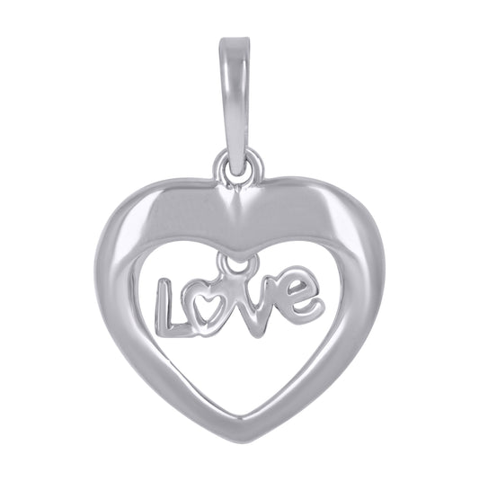 Sterling Silver Womens Love Heart Charm Pendant