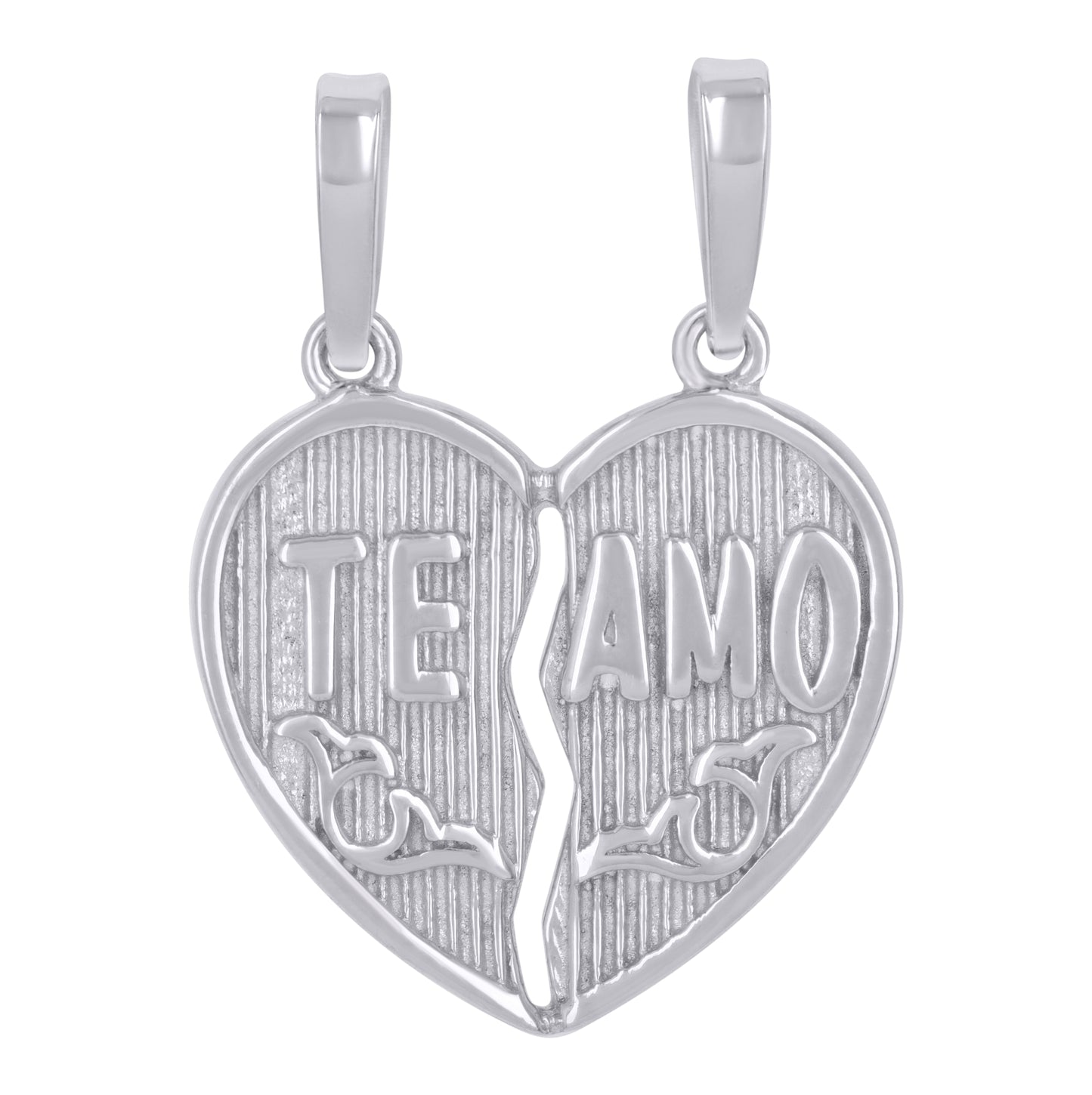 Sterling Silver Womens Break Apart Te Amo I Love You Heart Charm Pendant