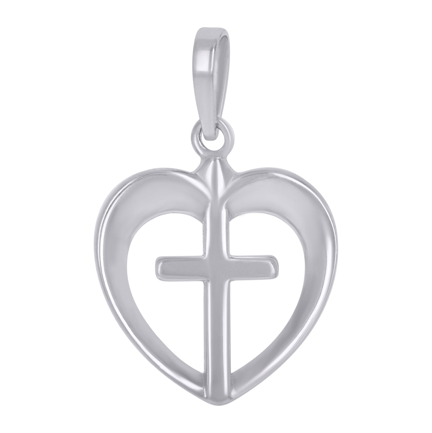 Sterling Silver Womens Cross Heart Charm Pendant