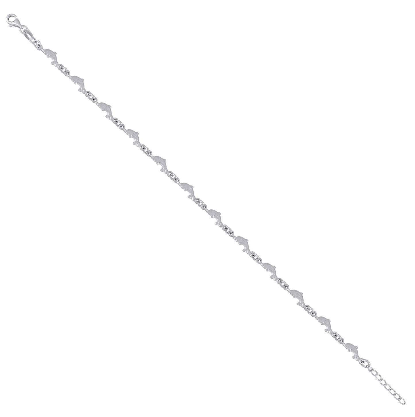 Sterling Silver Womens Dolphin Fashion Link Anklet