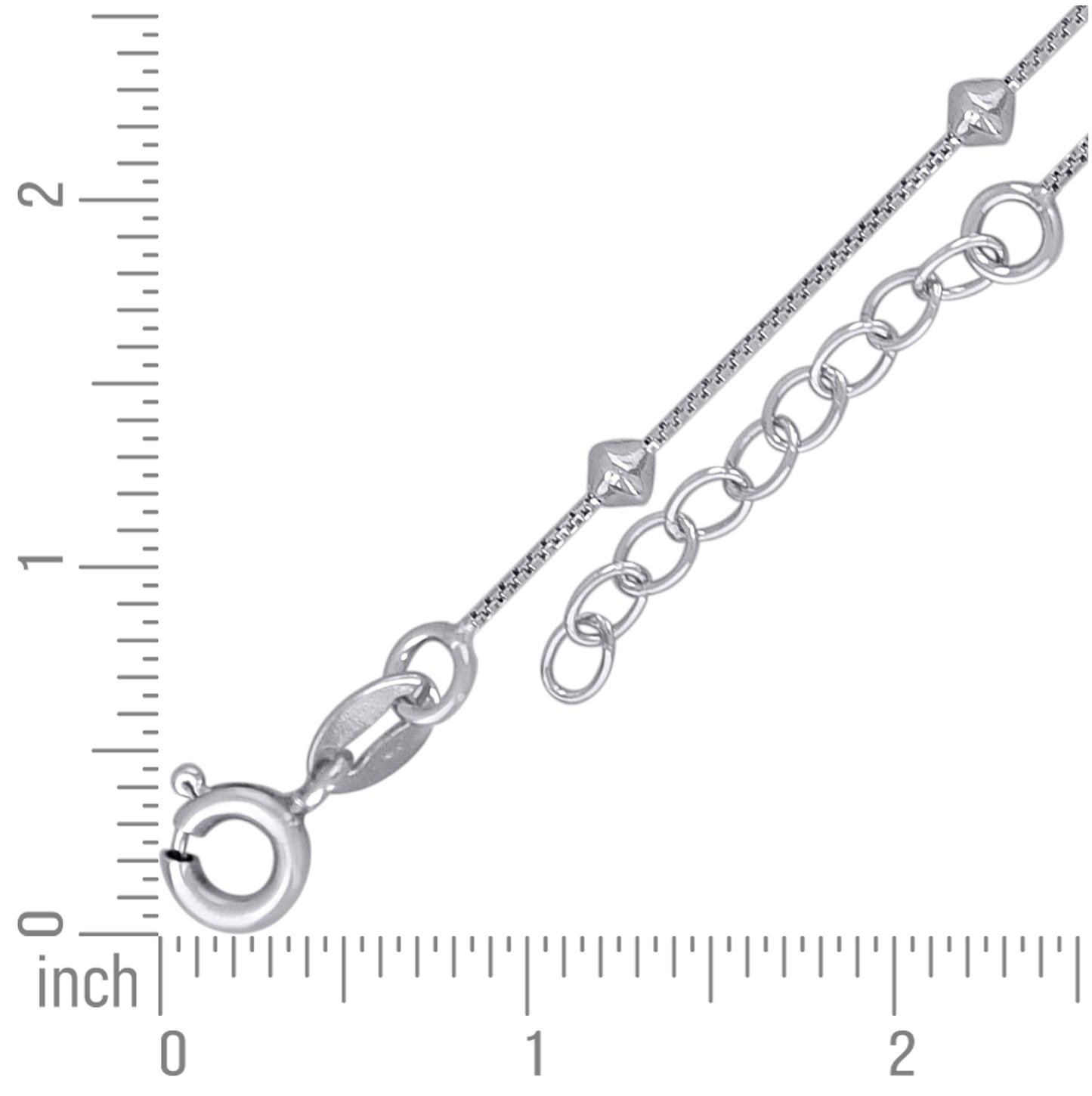 Sterling Silver Womens Beaded Fashion Link Anklet