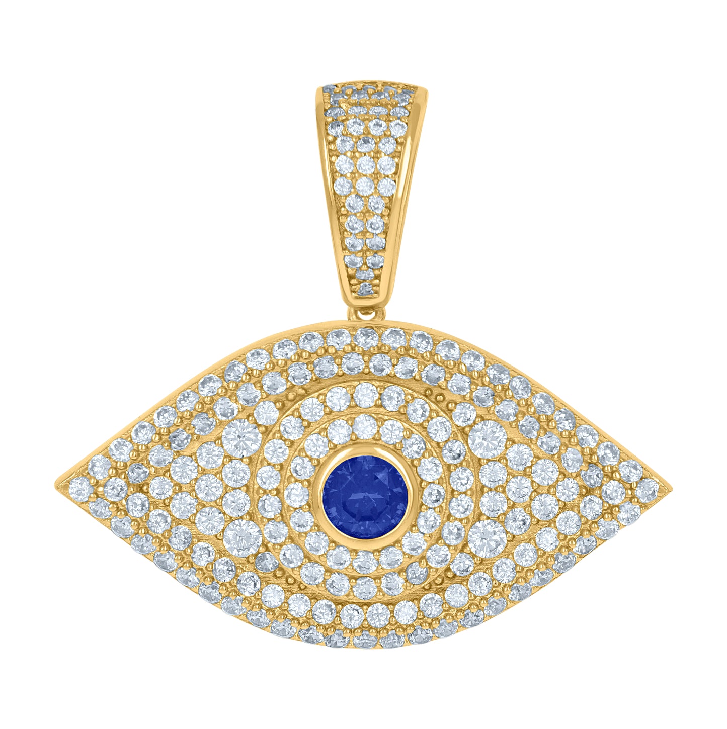 Sterling Silver Unisex Blue Cubic-Zirconia Evil Eye Good Luck Charm Pendant