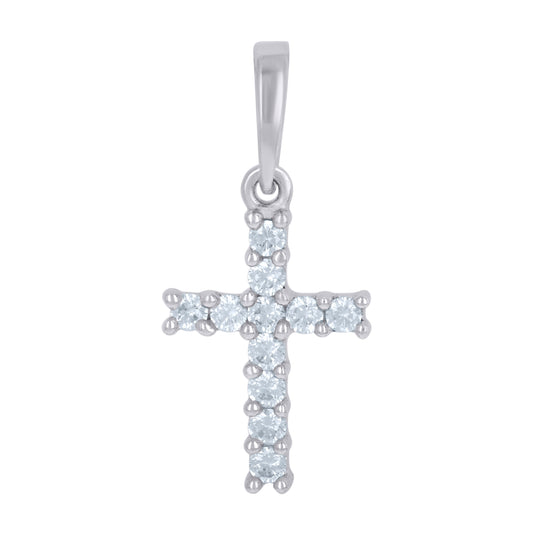 Sterling Silver Unisex Cubic-Zirconia Cross Religious Charm Pendant