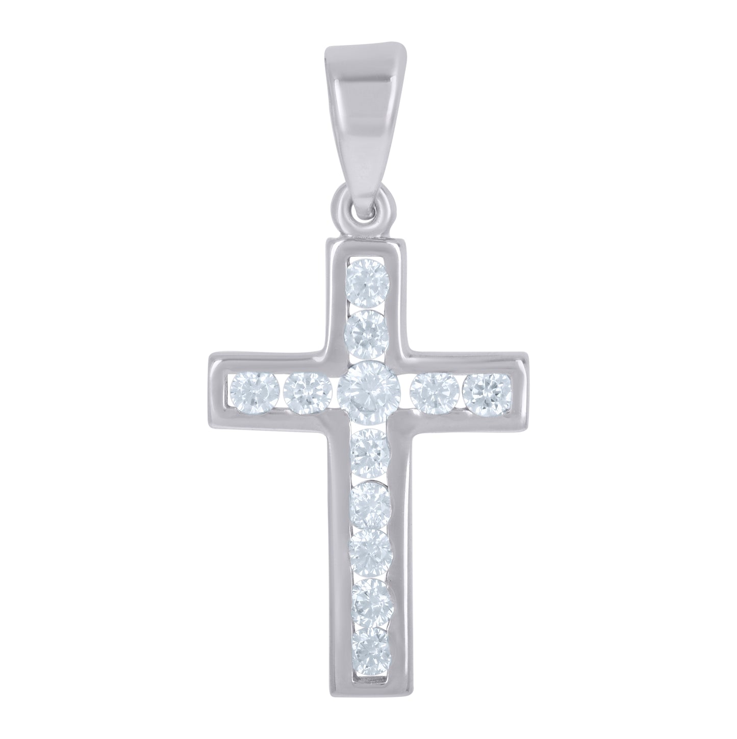 Sterling Silver Unisex Cubic-Zirconia Cross Religious Charm Pendant