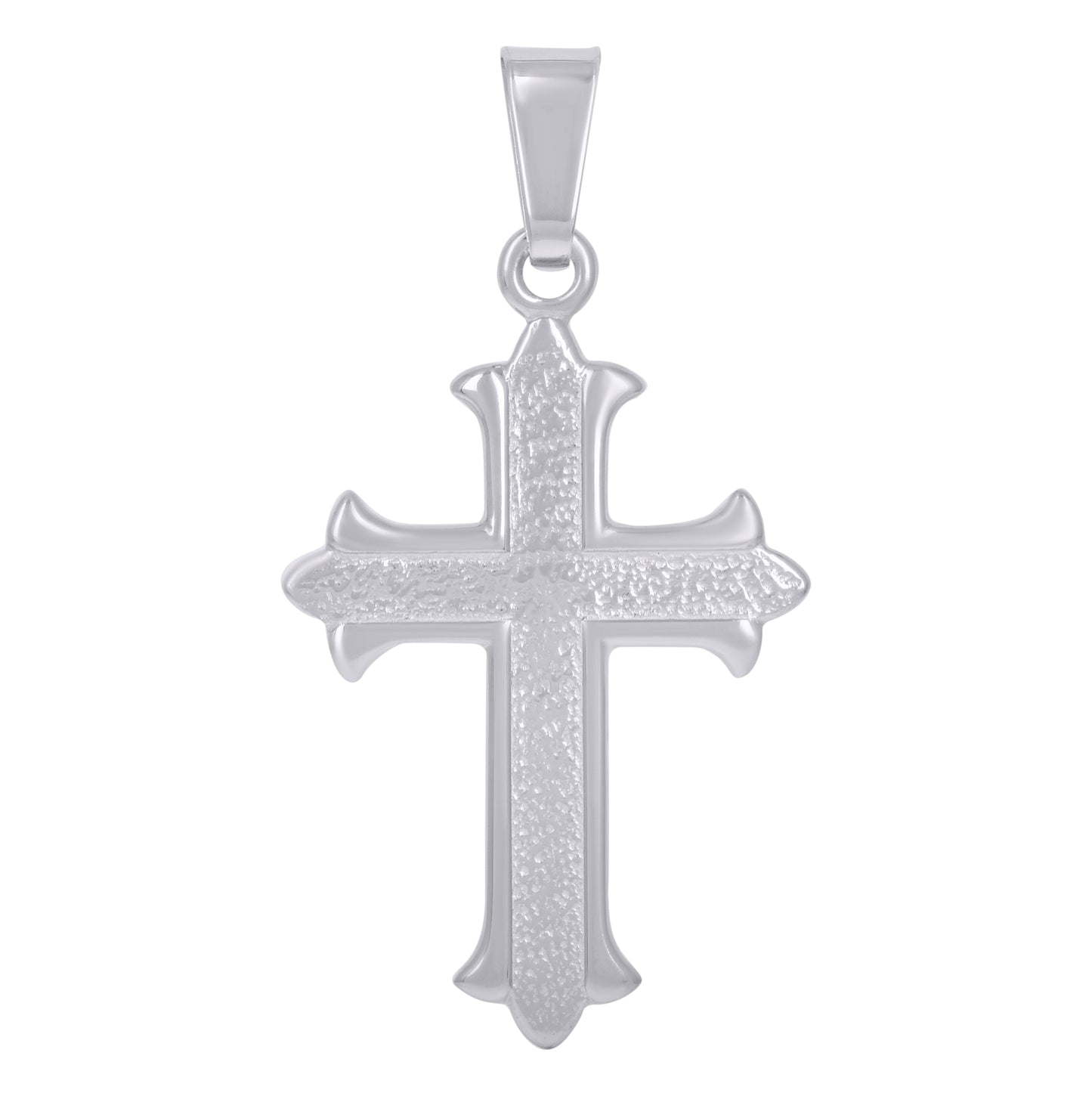 Sterling Silver Unisex Fleur De Lis Cross Religious Charm Pendant