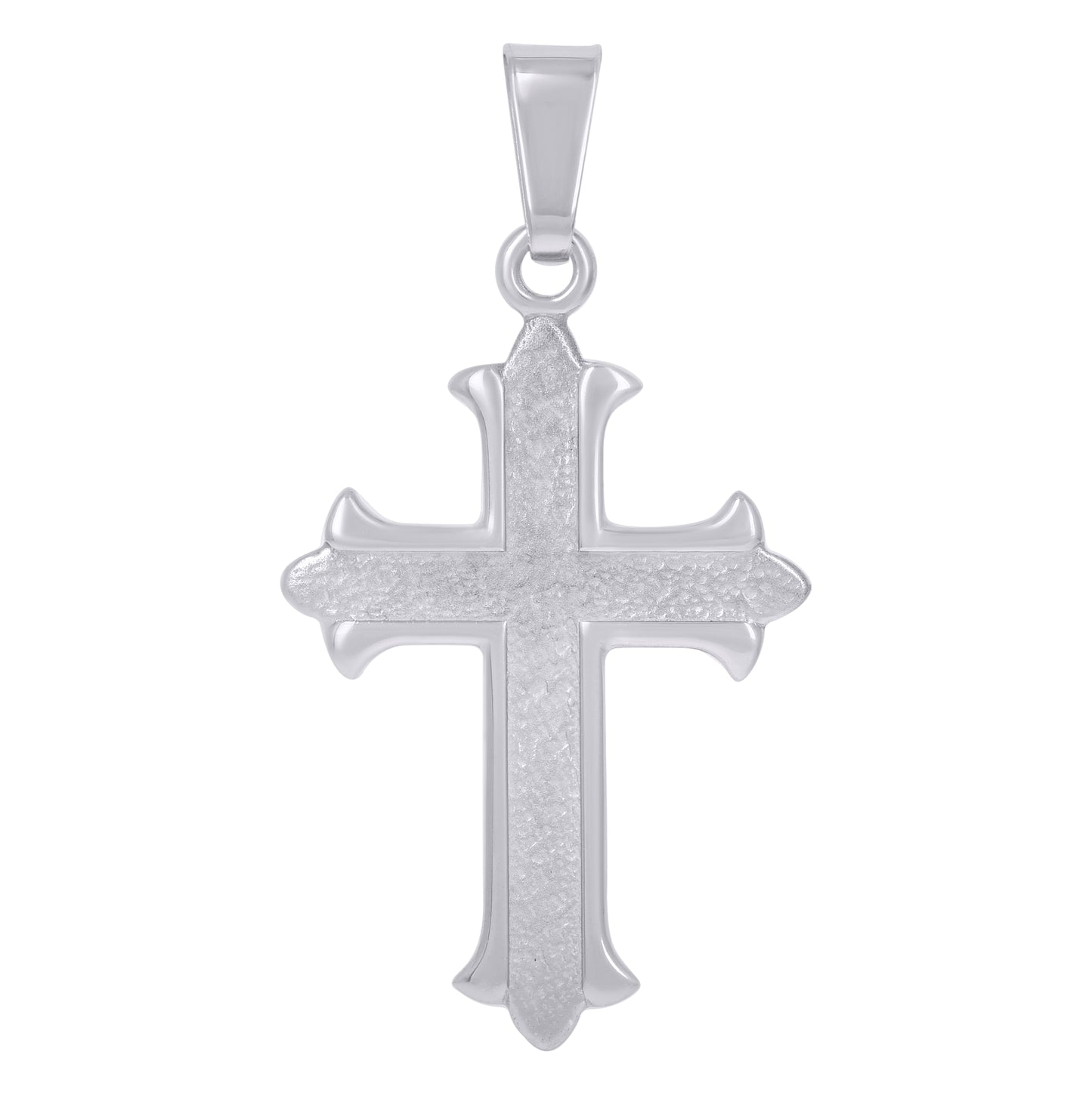 Sterling Silver Unisex Fleur De Lis Cross Religious Charm Pendant