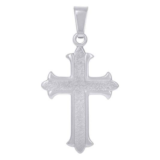 Sterling Silver Unisex Fleur De Lis Cross Religious Charm Pendant