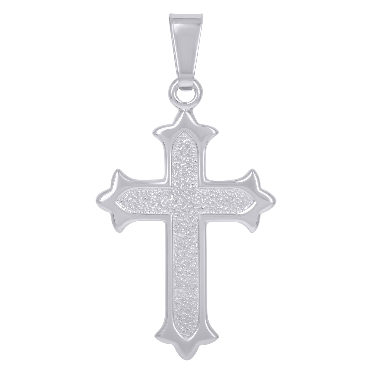 Sterling Silver Unisex Fleur De Lis Cross Religious Charm Pendant