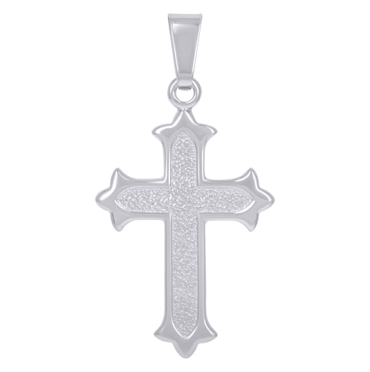 Sterling Silver Unisex Fleur De Lis Cross Religious Charm Pendant