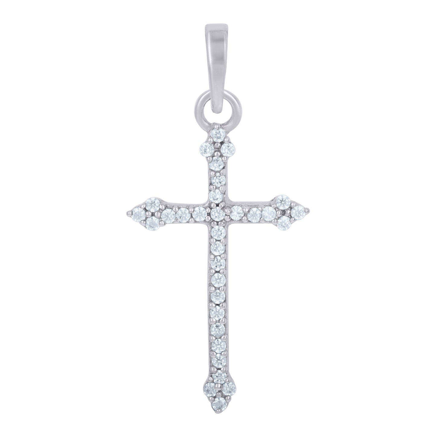 Sterling Silver Unisex Cubic-Zirconia Cross Religious Charm Pendant