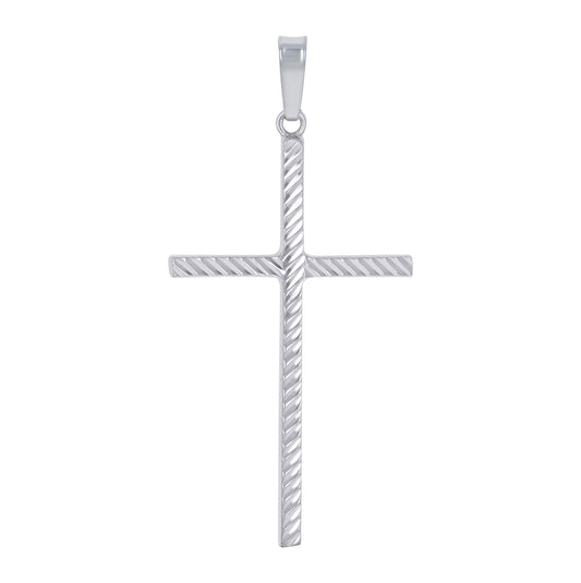 Sterling Silver Unisex Textured Cross Religious Charm Pendant