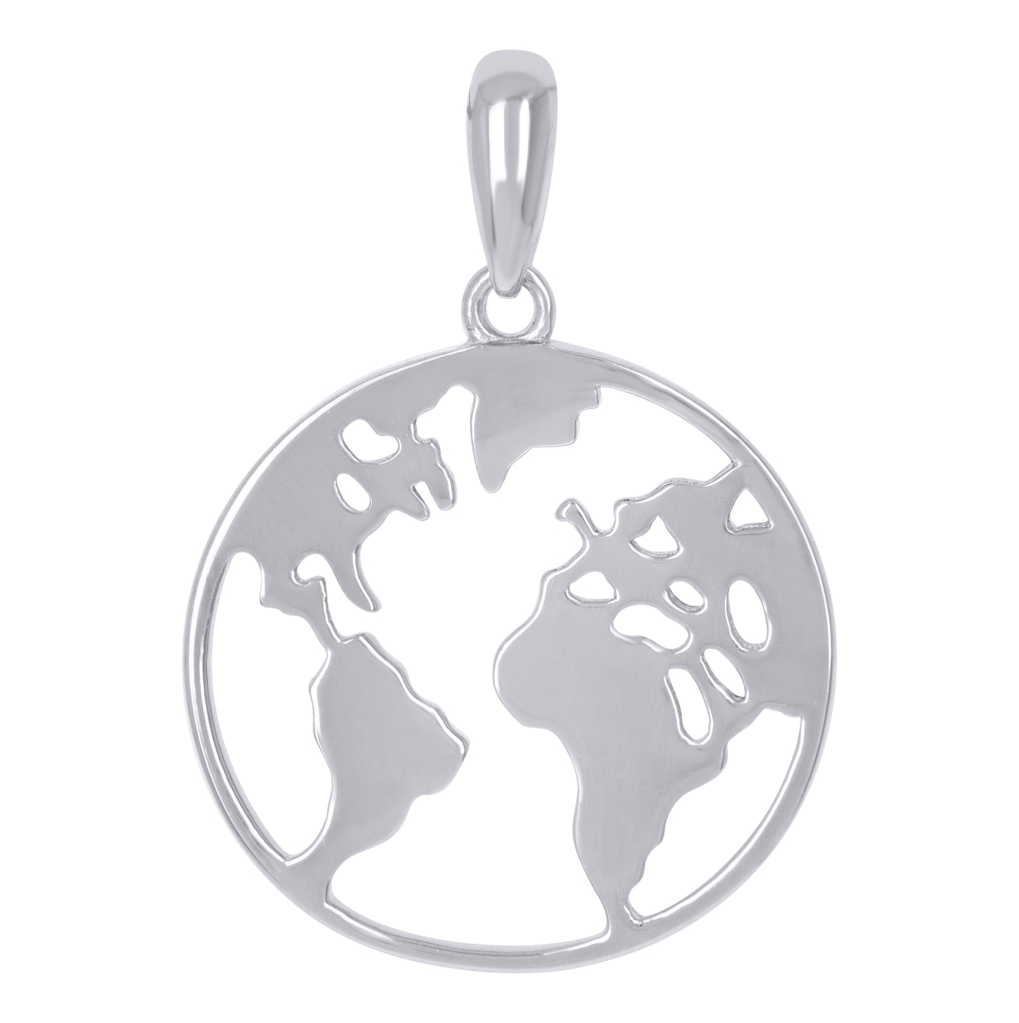 Sterling Silver Mens Globe Charm Pendant