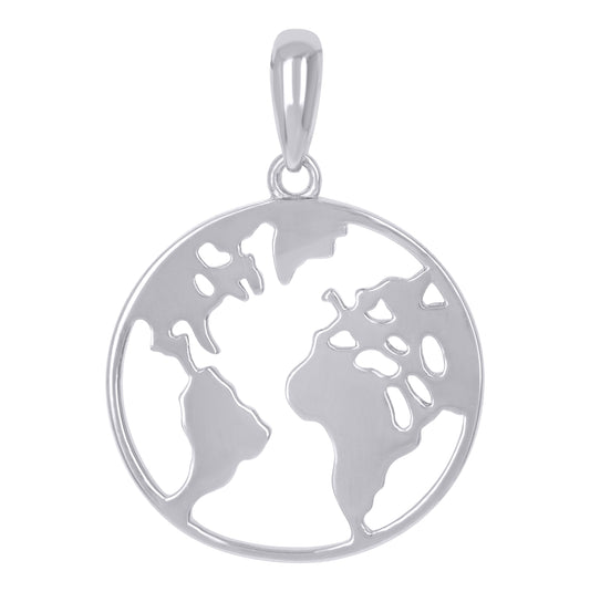 Sterling Silver Mens Globe Charm Pendant