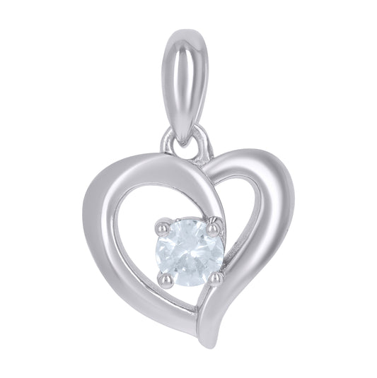 Sterling Silver Womens Cubic-Zirconia Heart Love Charm Pendant