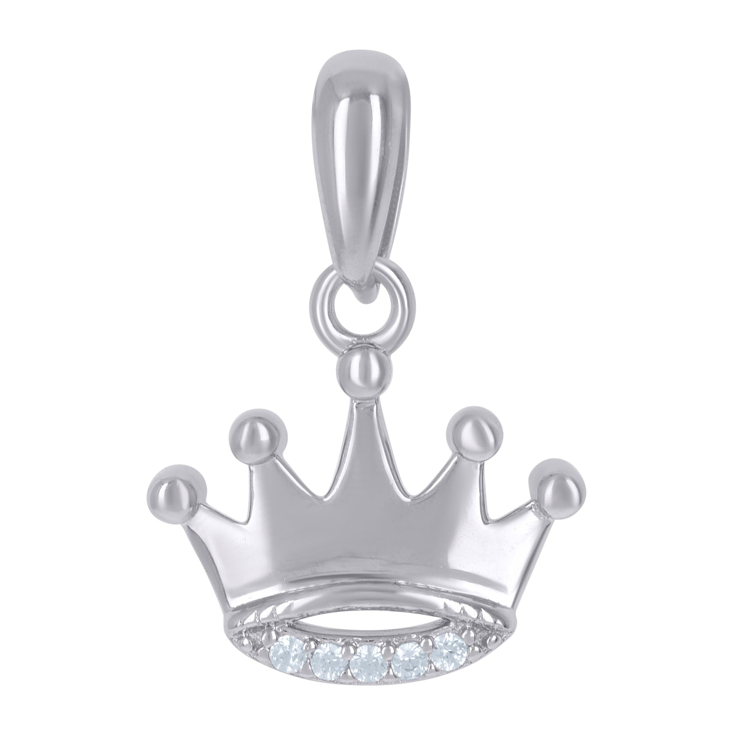 Sterling Silver Womens Cubic-Zirconia Crown Fashion Charm Pendant