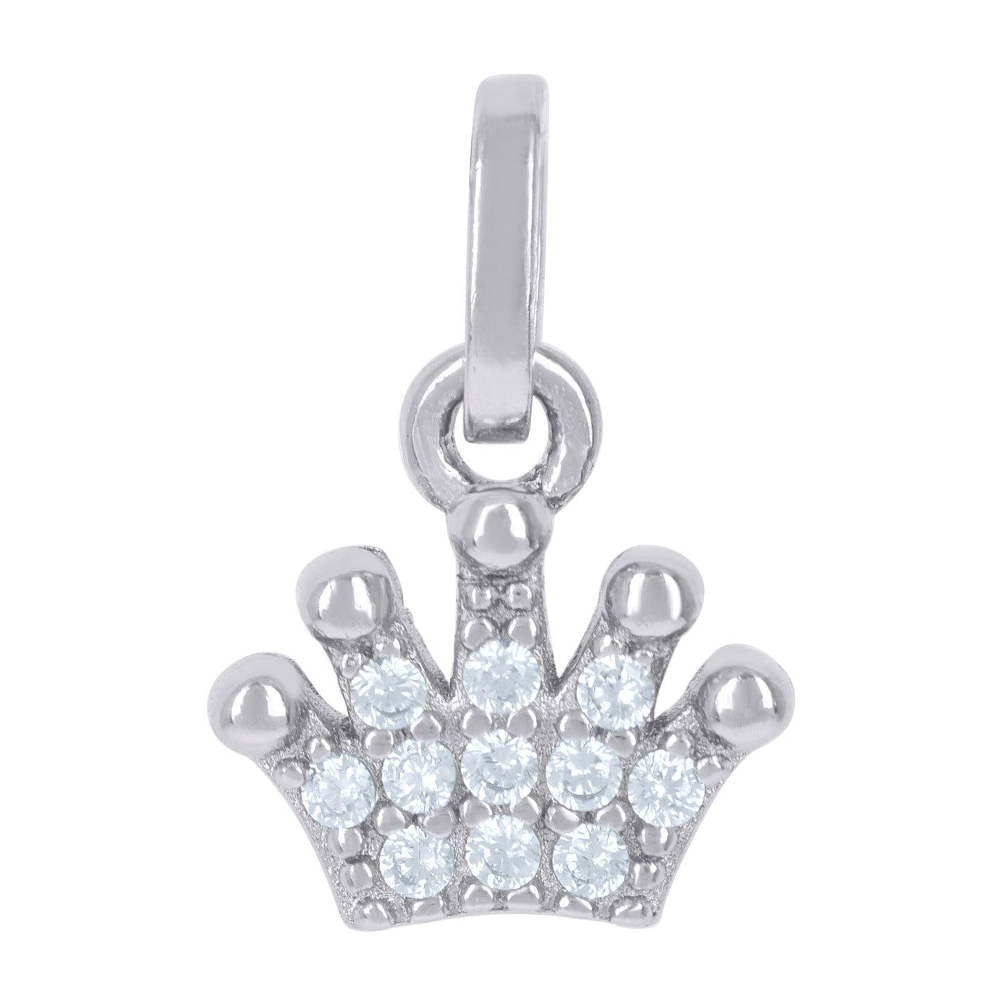 Sterling Silver Womens Cubic-Zirconia Crown Fashion Charm Pendant