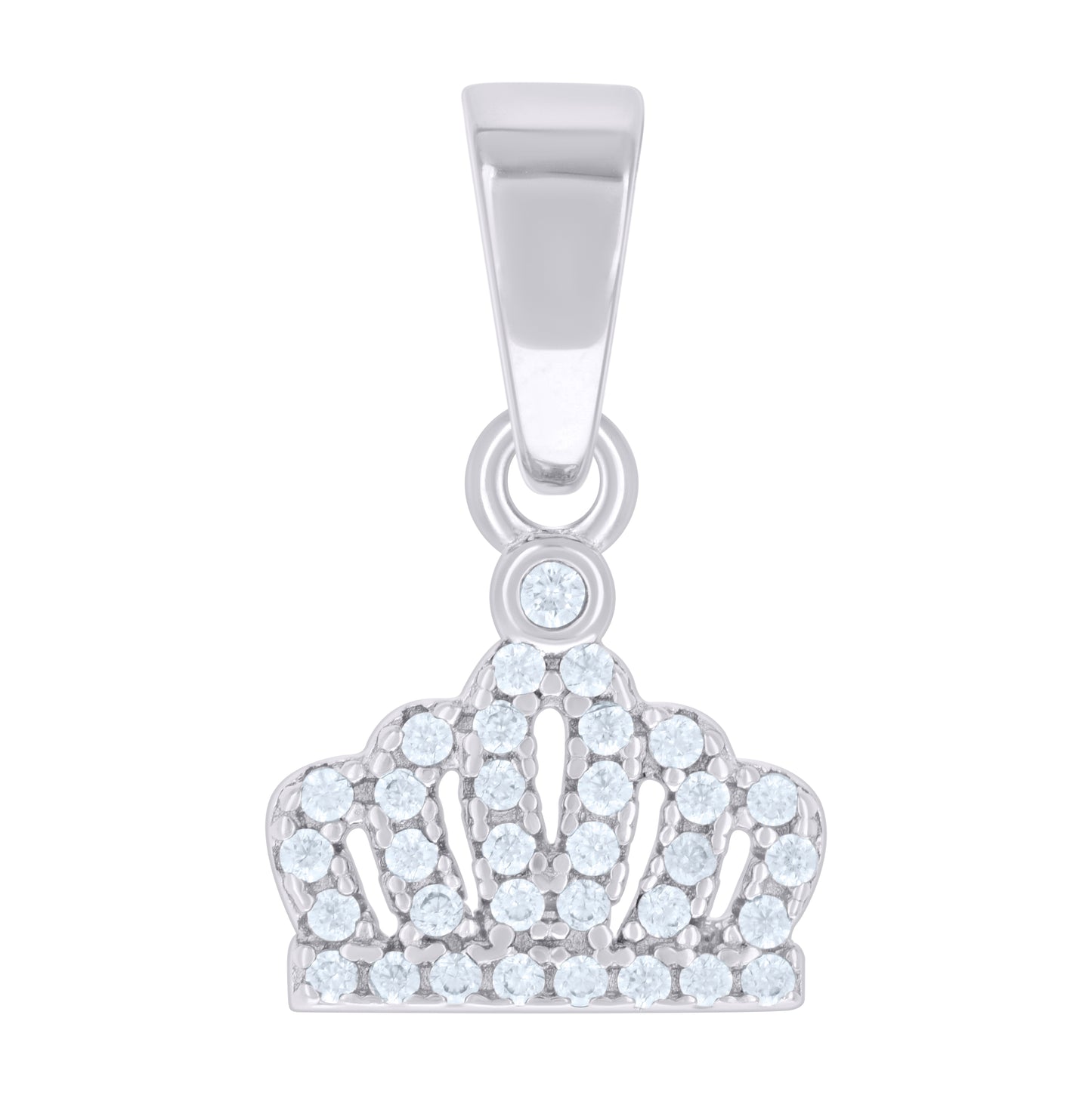 Sterling Silver Womens Cubic-Zirconia Crown Fashion Charm Pendant