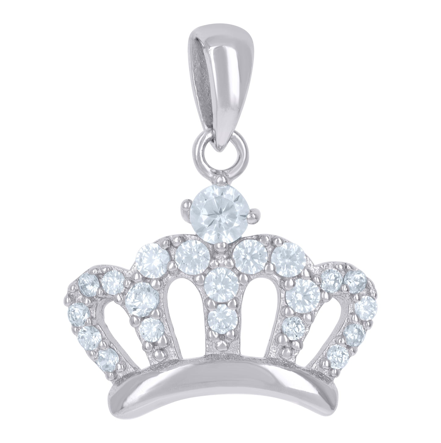 Sterling Silver Womens Cubic-Zirconia Crown Fashion Charm Pendant