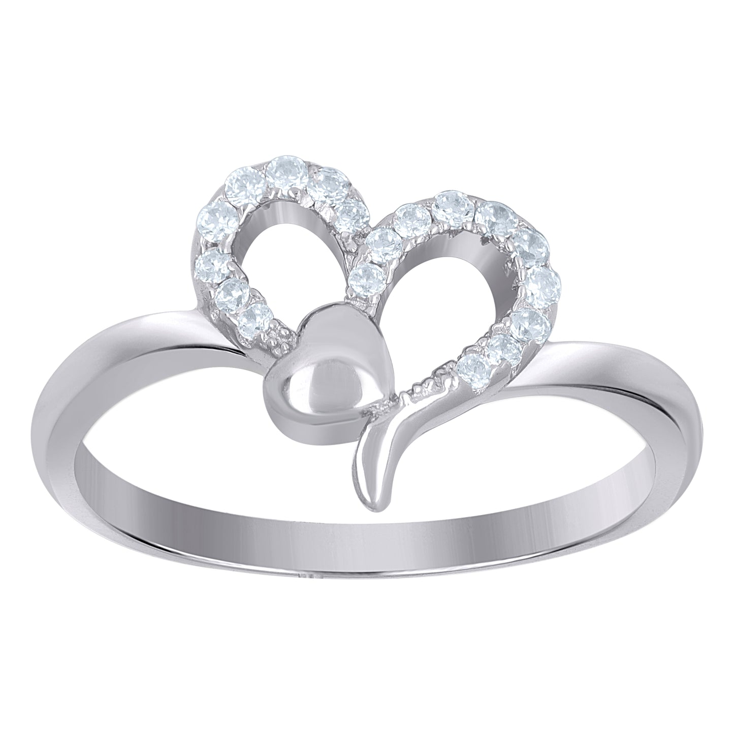 Sterling Silver Womens Cubic-Zirconia Heart Love Bridal Anniversary Wedding Engagement Band Ring Size 6 To 9