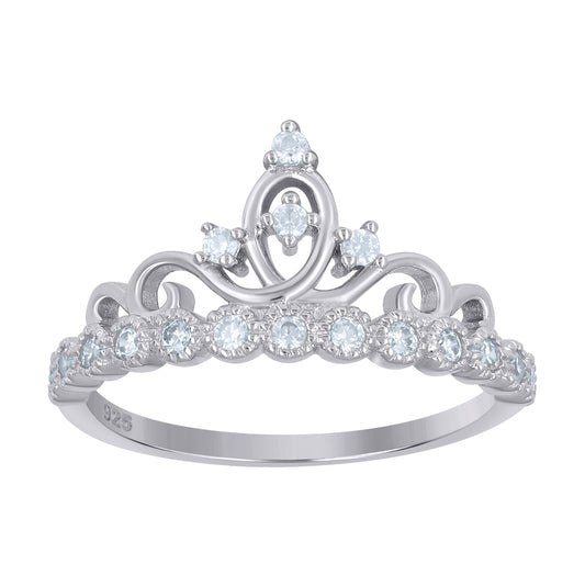 Sterling Silver Women's Cubic-Zirconia Crown Fashion Bridal Anniversary Wedding Engagement Band Ring Size 6 To 9