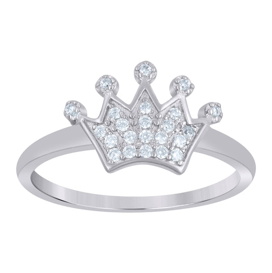 Sterling Silver Womens Cubic-Zirconia Crown Fashion Bridal Anniversary Wedding Engagement Band Ring Size 6 To 9