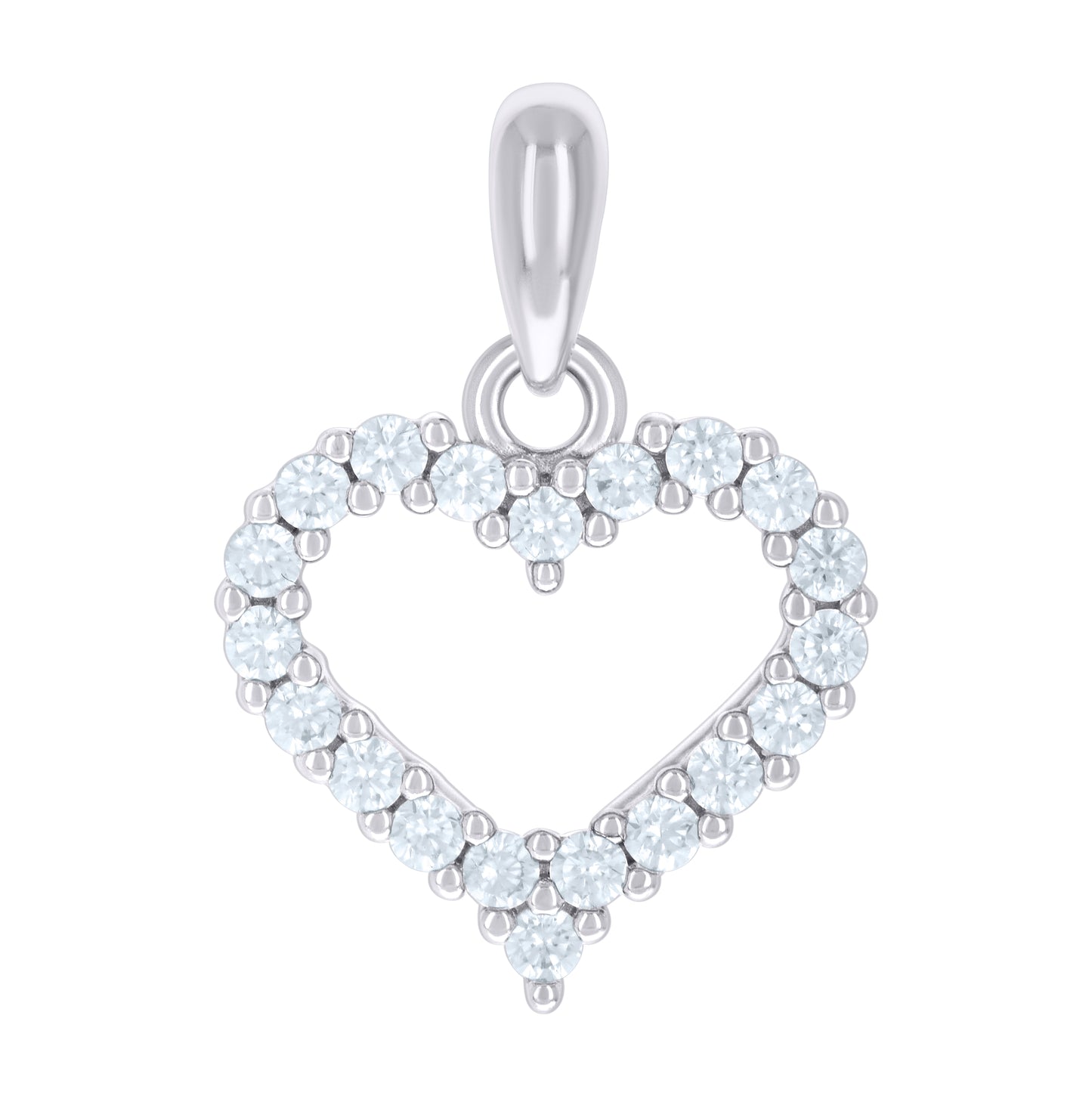 Sterling Silver Womens Cubic-Zirconia Heart Love Charm Pendant
