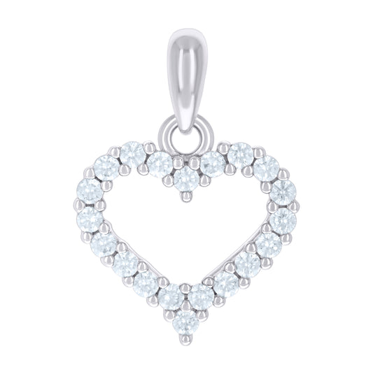 Sterling Silver Womens Cubic-Zirconia Heart Love Charm Pendant