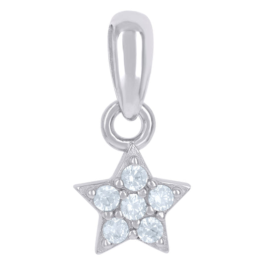 Sterling Silver Womens Cubic-Zirconia Star Celestial Charm Pendant