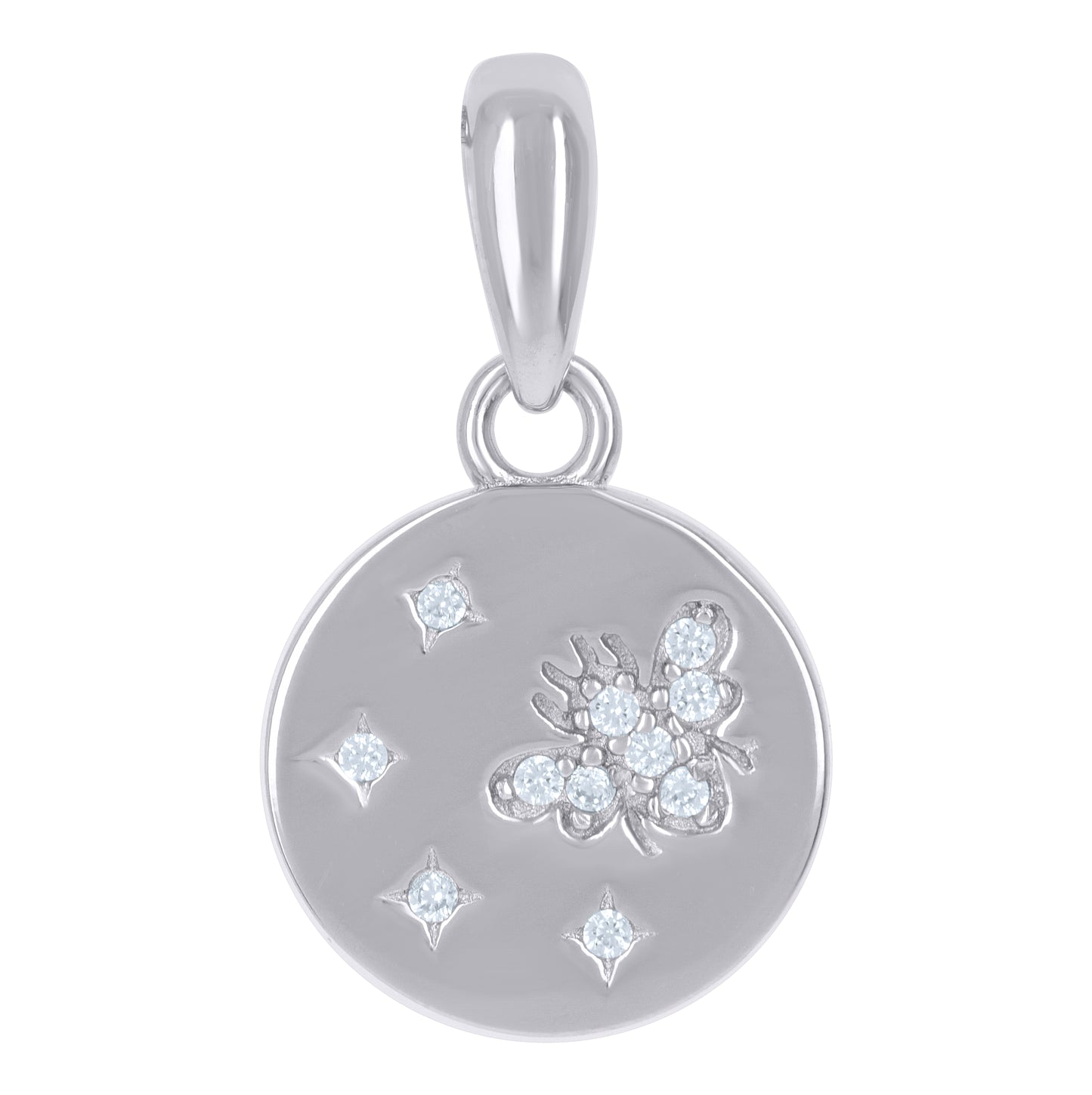 Sterling Silver Womens Cubic-Zirconia Bee/ House Fly Charm Pendant