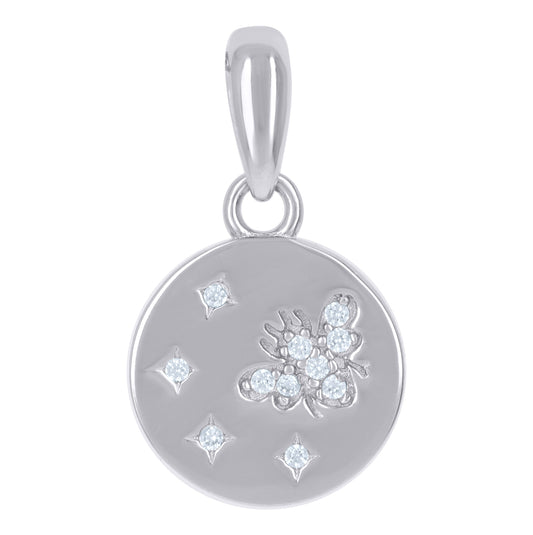 Sterling Silver Womens Cubic-Zirconia Bee/ House Fly Charm Pendant